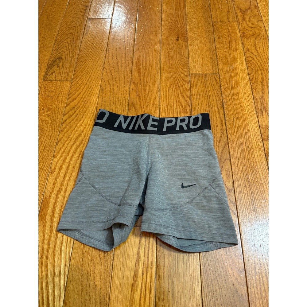 Nike Pro Gray Athletic Shorts with Black Waistband